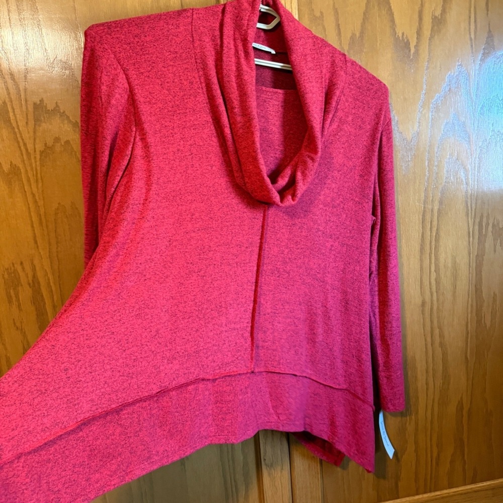 Jess & Jane 2X Cowl Neck Sweater Tunic Top Asymmetric Hem Made in USA 2X - Picture 3 of 9